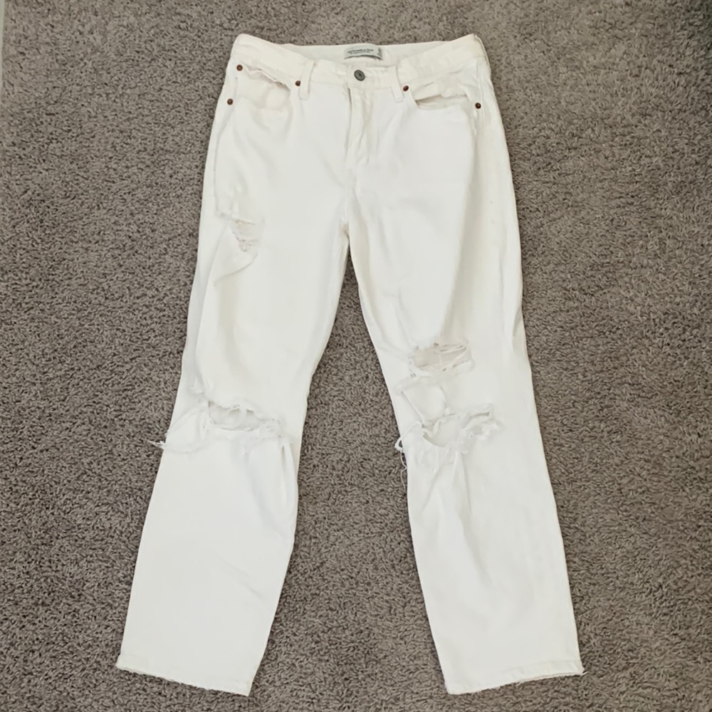 Abercrombie Boyfriend Mid Rise Jeans White